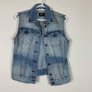 ONLY Women's  Distressed Jeans Denim Vest
